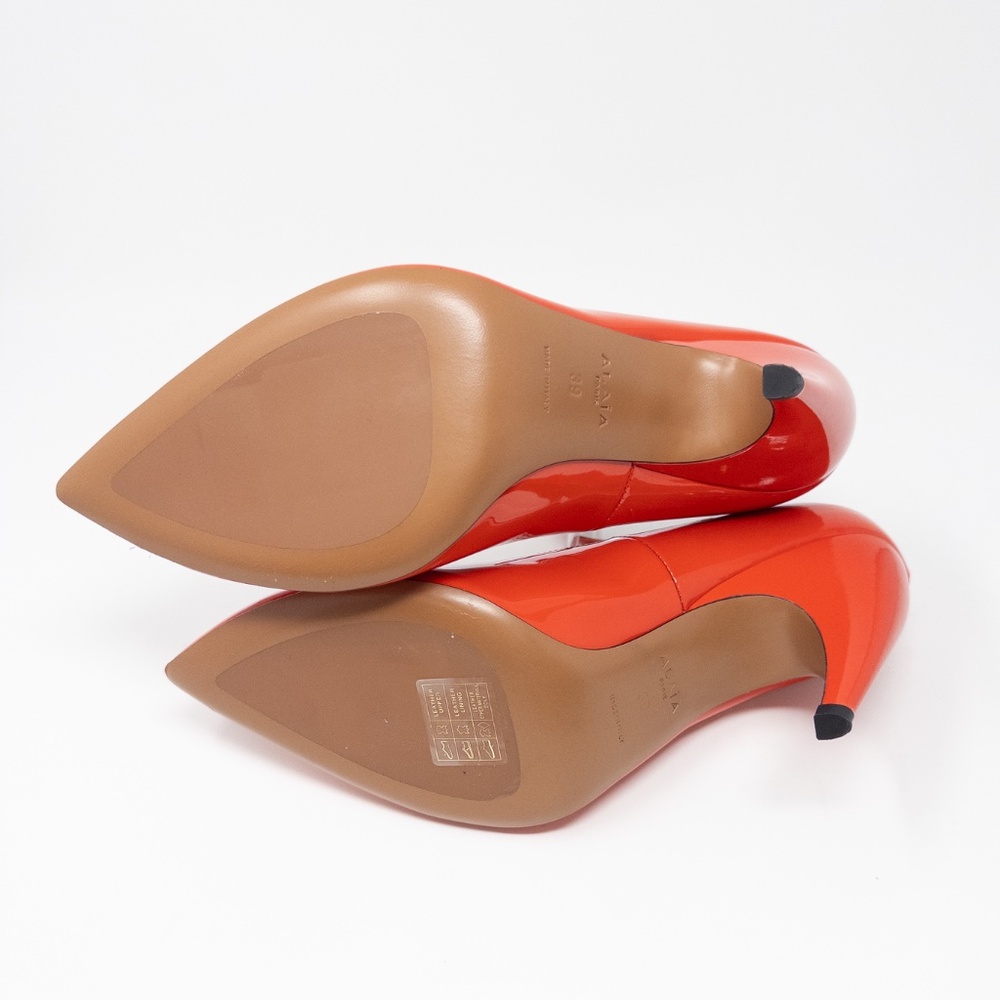 Alaia Shark Pump Red Orange Heels with Ankle Strap 39 EU 9 US - Picture 7 of 8